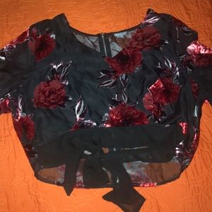 Rose top with tie